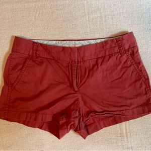 j crew red 3 inch mid rise chino